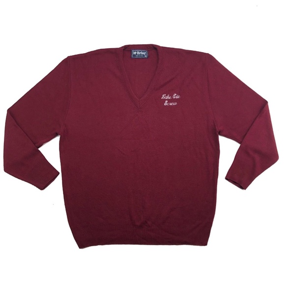 Vintage 80s Lake Erie Screw Embroidered Made in USA McBriar Sweater Size L/M - Picture 1 of 9